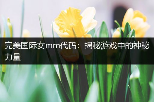 完美国际女mm代码：揭秘游戏中的神秘力量
