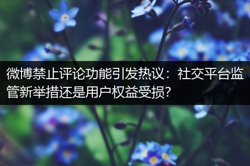 微博禁止评论功能引发热议：社交平台监管新举措还是用户权益受损？