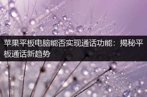 苹果平板电脑能否实现通话功能：揭秘平板通话新趋势