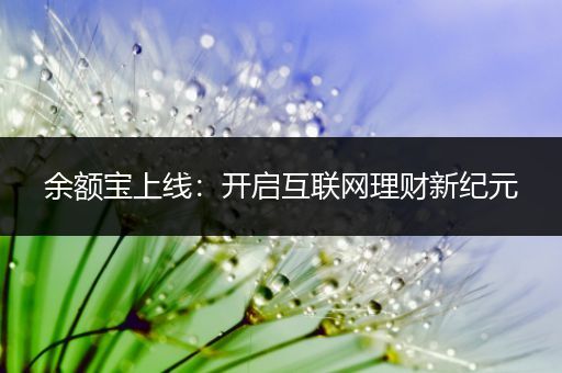 余额宝上线：开启互联网理财新纪元