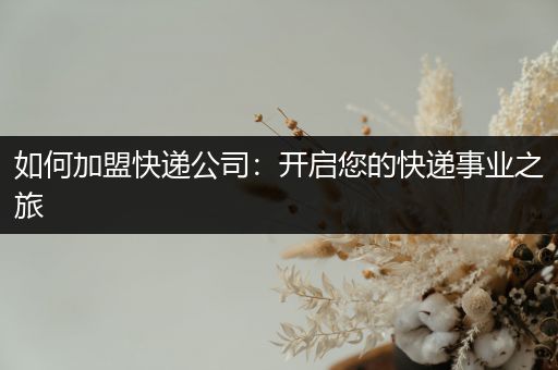 如何加盟快递公司：开启您的快递事业之旅