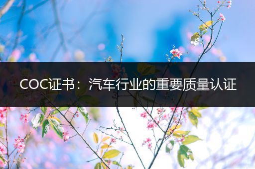 COC证书:汽车行业的重要质量认证