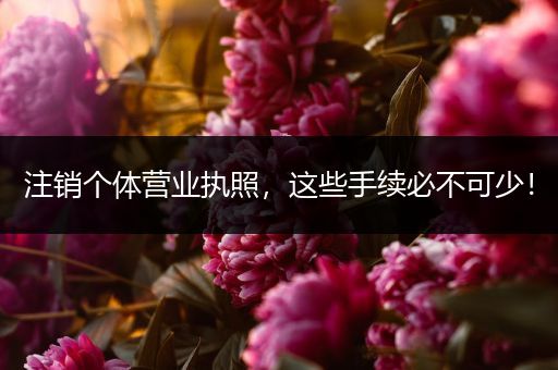 注销个体营业执照，这些手续必不可少！