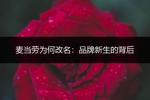 麦当劳为何改名：品牌新生的背后