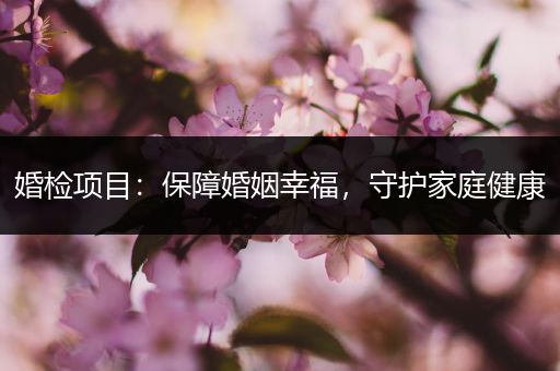 婚检项目：保障婚姻幸福，守护家庭健康