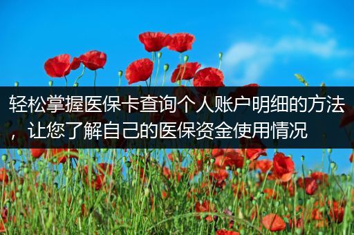 轻松掌握医保卡查询个人账户明细的方法，让您了解自己的医保资金使用情况