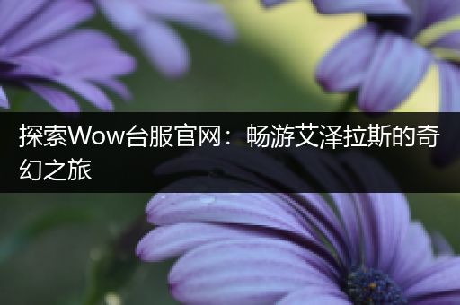 探索Wow台服官网：畅游艾泽拉斯的奇幻之旅